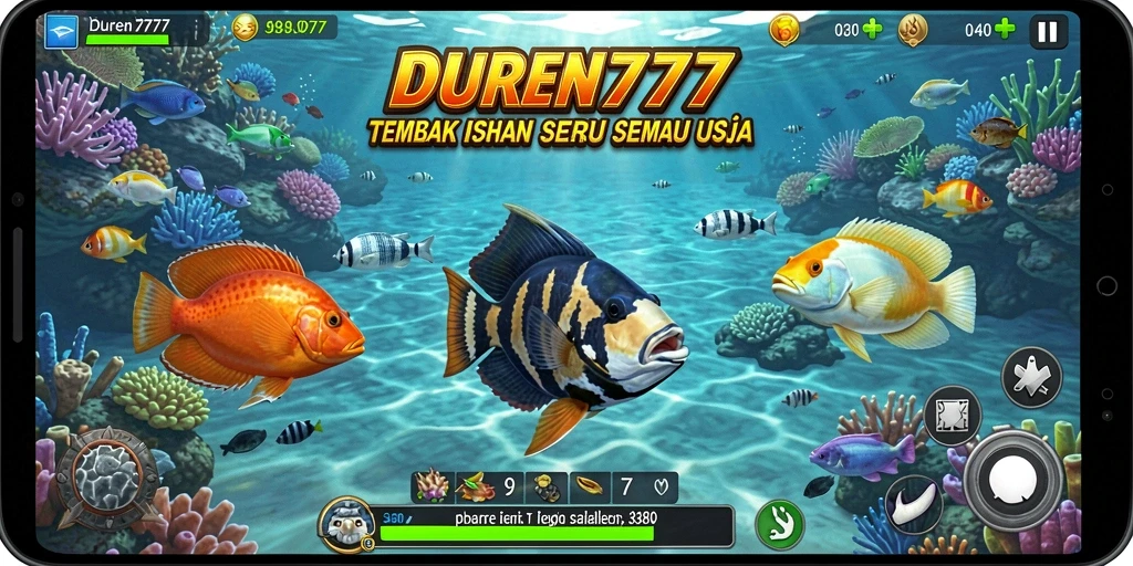 Tampilan gameplay DUREN777 dengan aksi menembak ikan yang mendebarkan.