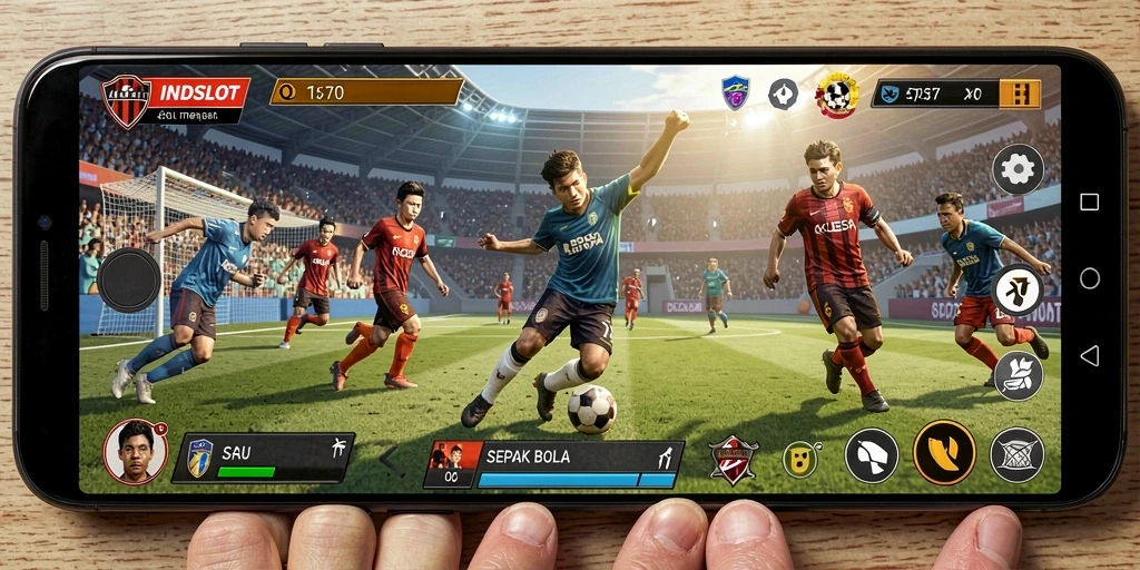 Tampilan gameplay menarik dari permainan sepak bola INDSLOT.