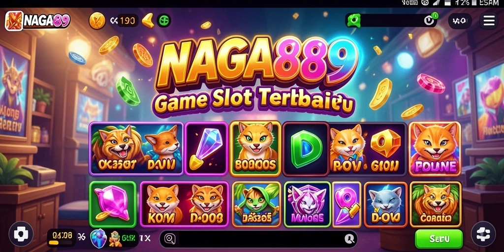 Tampilan permainan Slot NAGA889 yang penuh warna dan ceria.