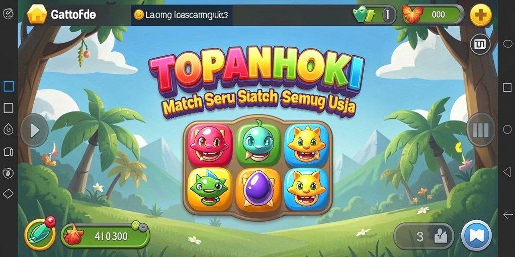 Tampilan gameplay seru di TOPANHOKI dengan objek warna-warni.