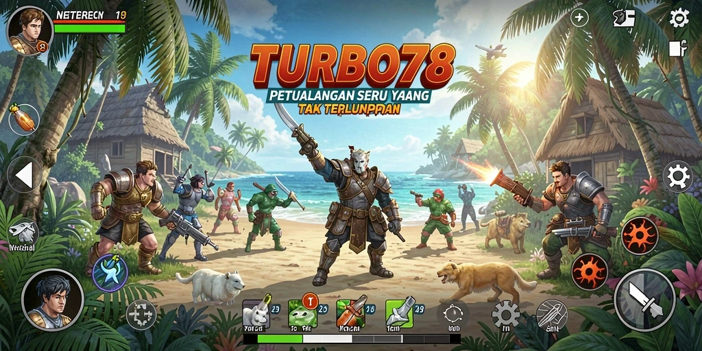 Tampilan gameplay menegangkan dan penuh aksi dalam TURBO78.